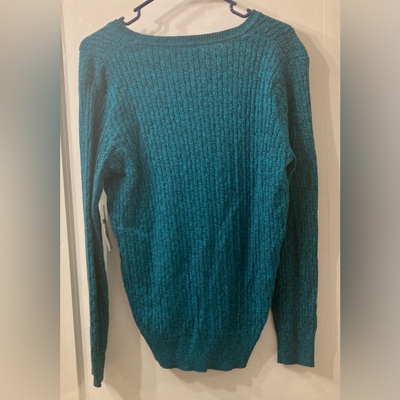 KIM ROGERS TEAL V NECK SWEATER - Picture 2 of 6